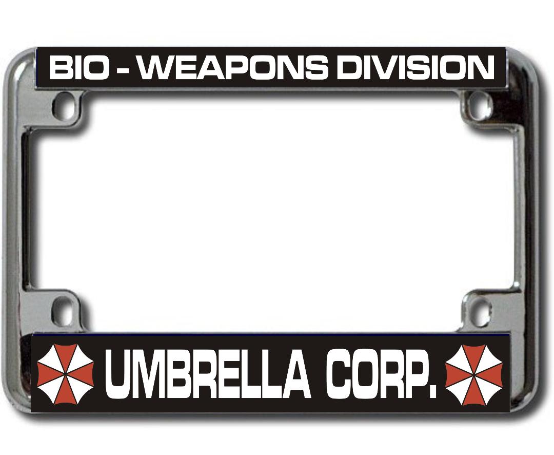 UMBRELLA Corp Bio Weapons Chrome Motorcycle License Plate Frame
