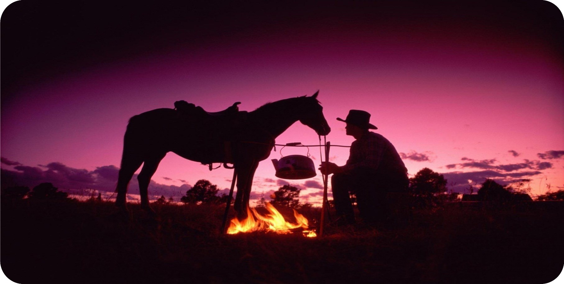 WESTERN Cowboy Campfire Photo License Plate