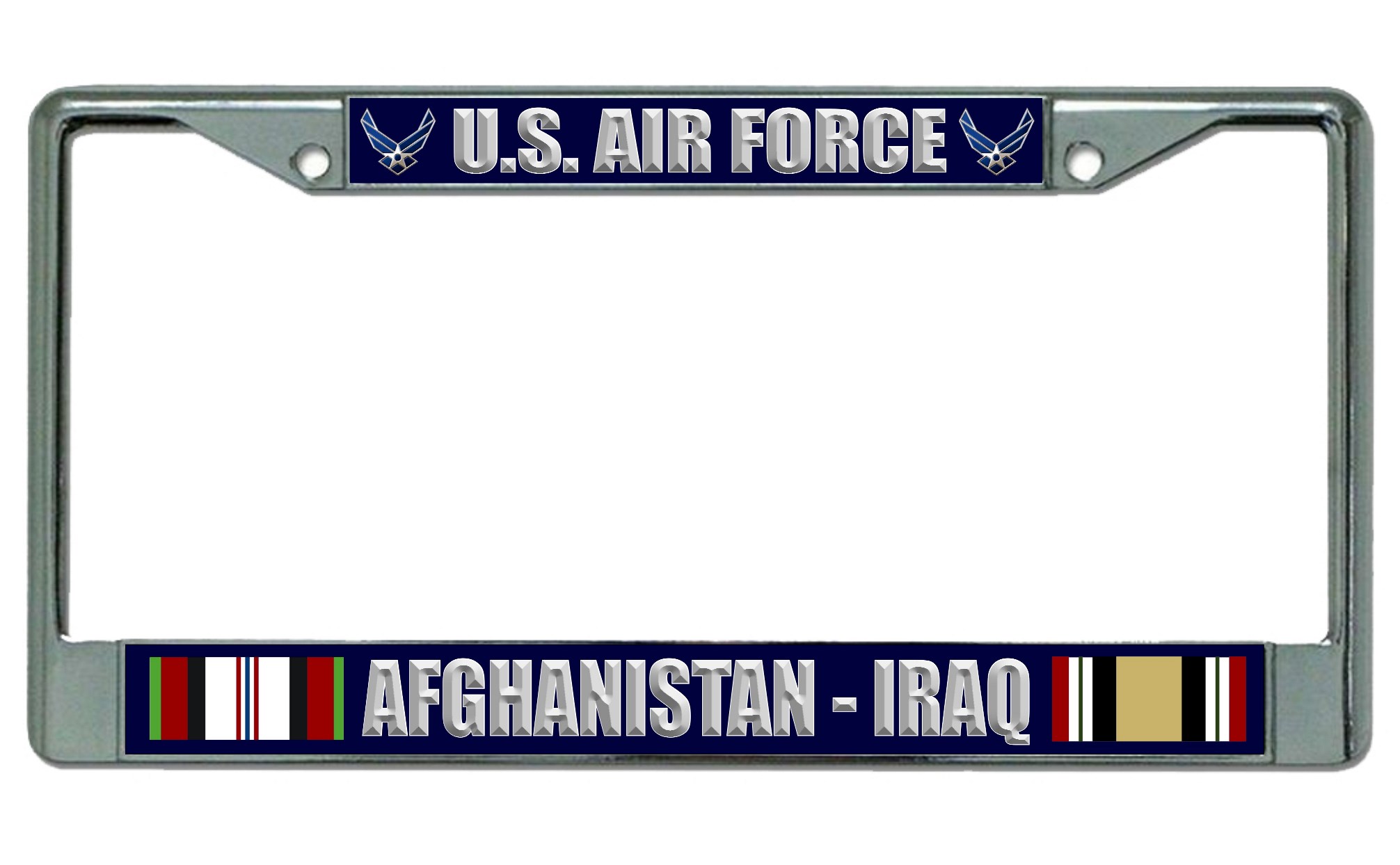 U.S. Air Force Afghanistan - Iraq Chrome License Plate FRAME