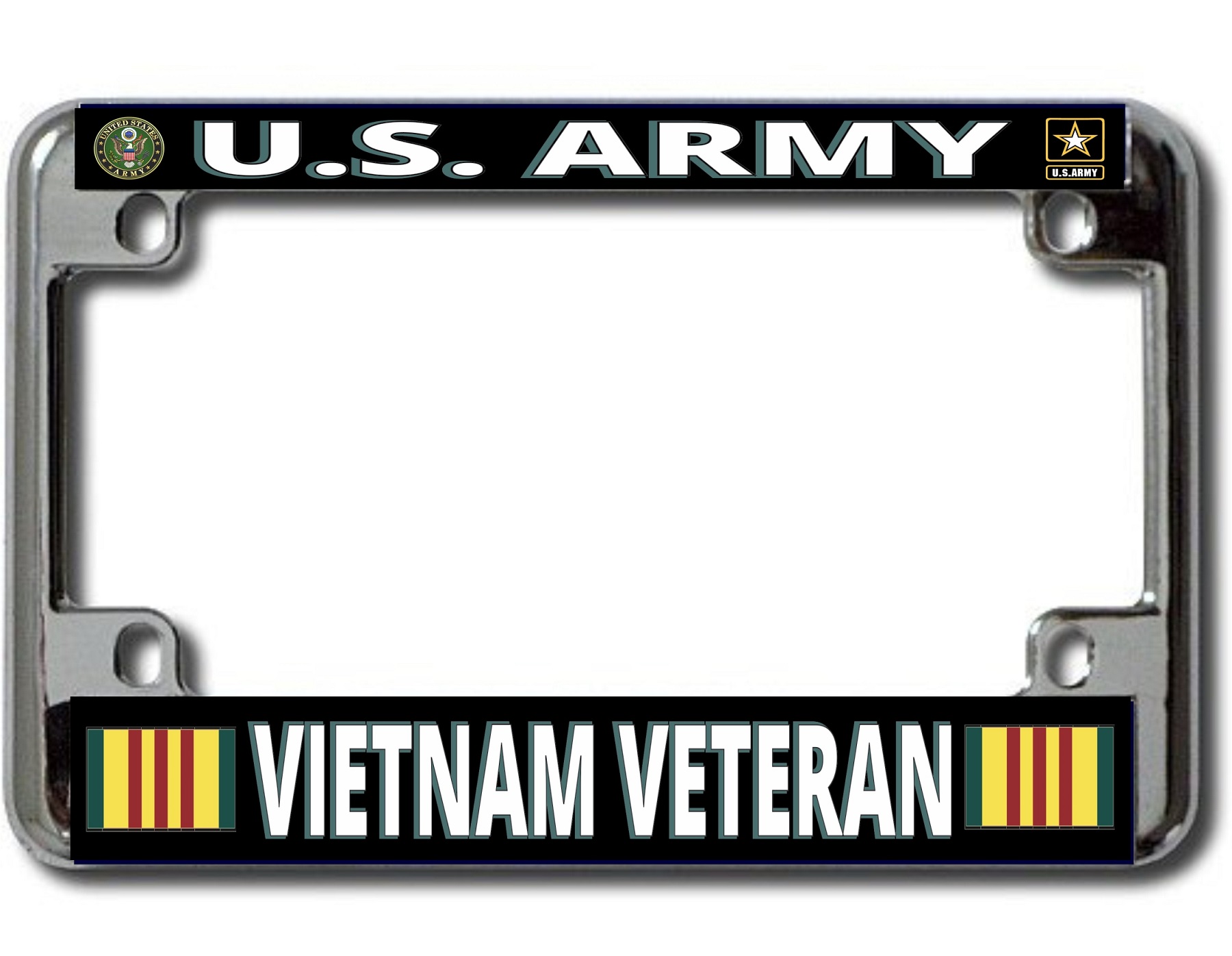 U.S. Army Vietnam Veteran Chrome Motorcycle License Plate FRAME