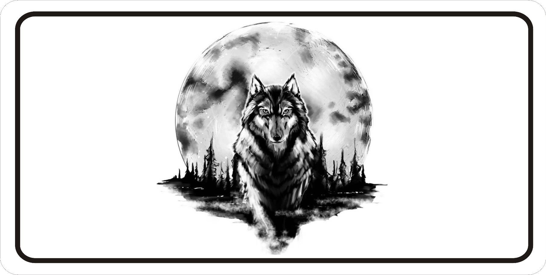 Wolf In Moon Photo LICENSE PLATE