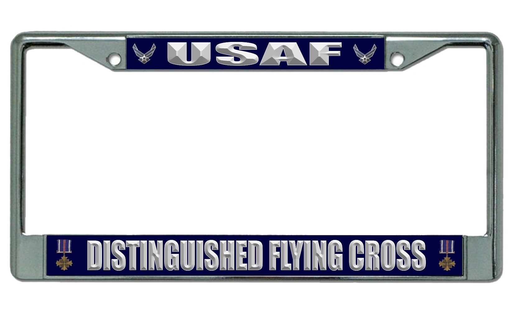 U.S. Air Force Distinguished Flying Cross Chrome LICENSE PLATE Frame