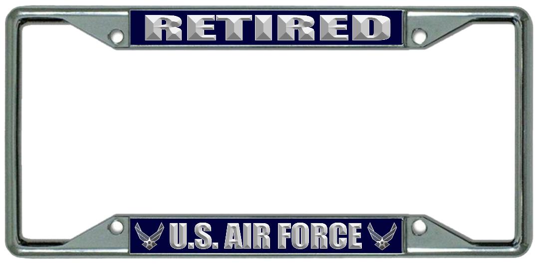 U.S. Air Force Retired Every State Chrome LICENSE PLATE Frame