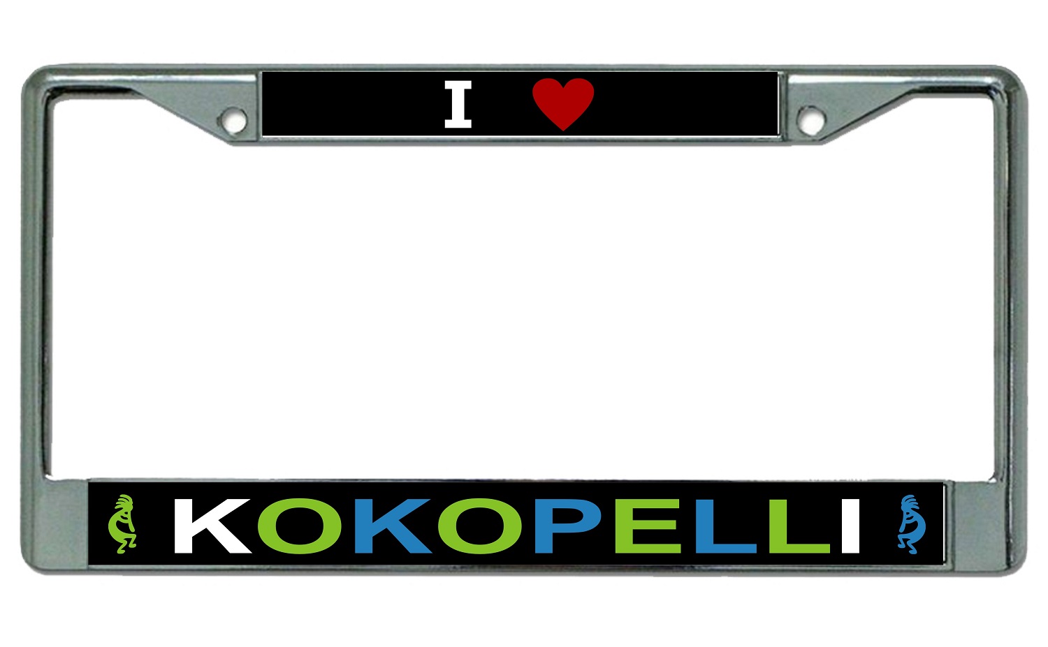 I Heart Kokopelli Chrome License Plate FRAME
