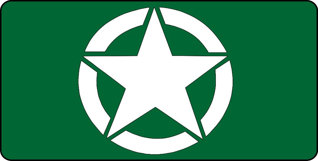 White Army Star Logo On Green Photo LICENSE PLATE