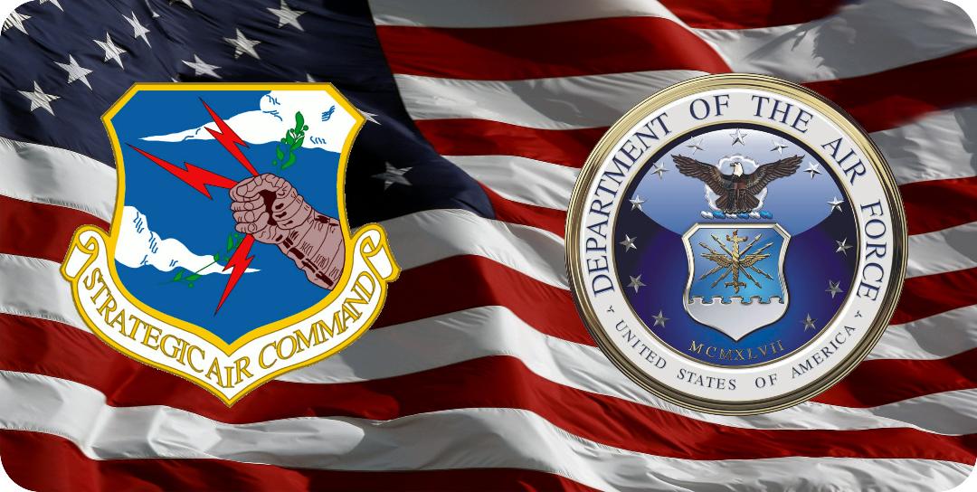 Strategic Air Command & Air Force On U.S. FLAG Photo License Plate
