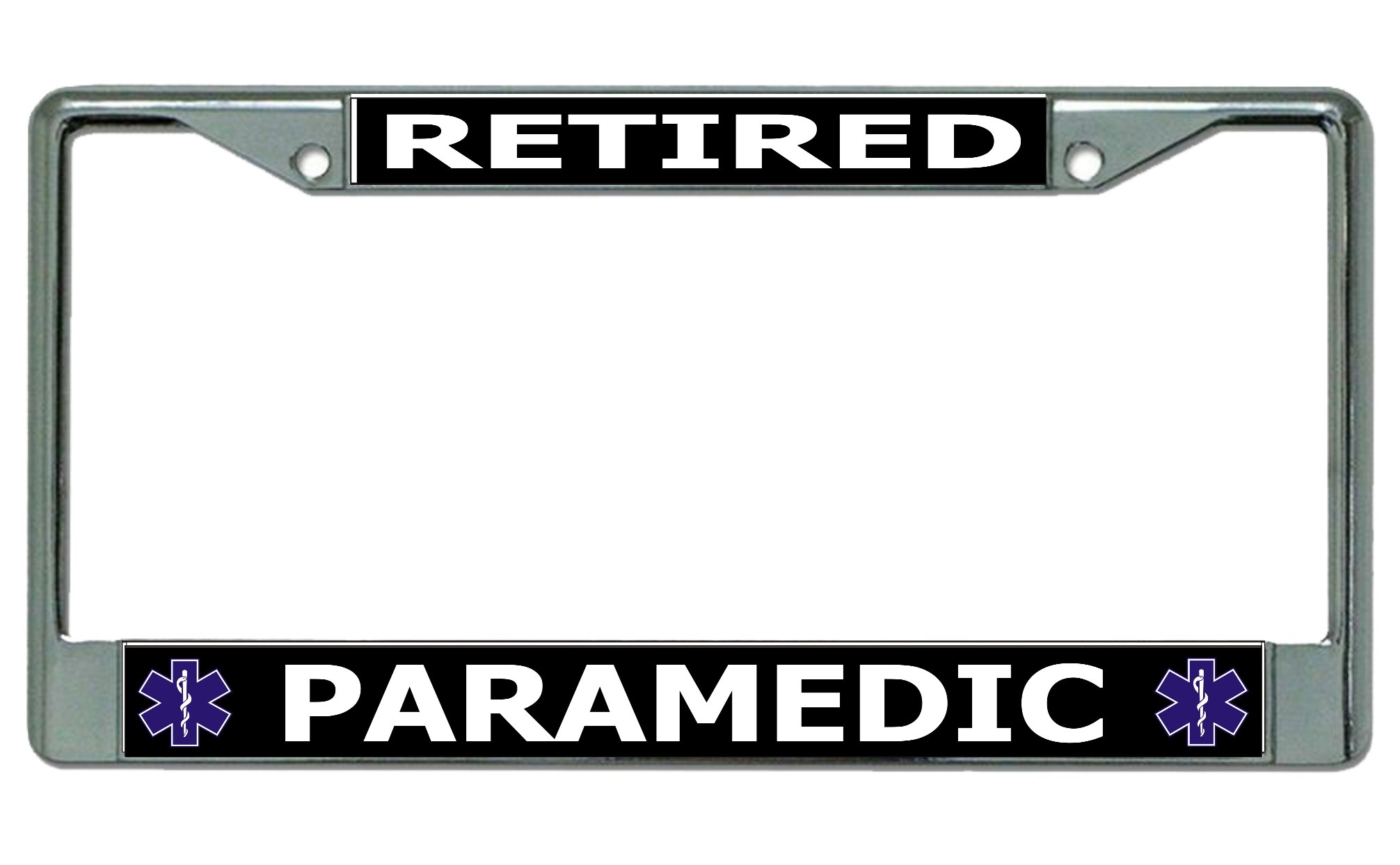Retired Paramedic Chrome LICENSE PLATE Frame