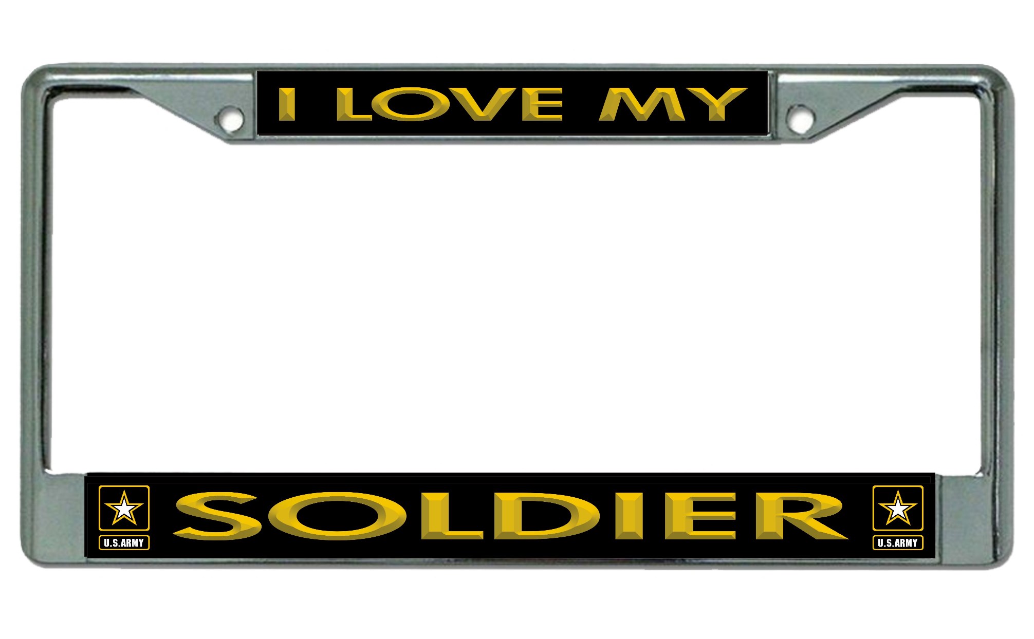 U.S. Army I Love My Soldier Chrome LICENSE PLATE Frame