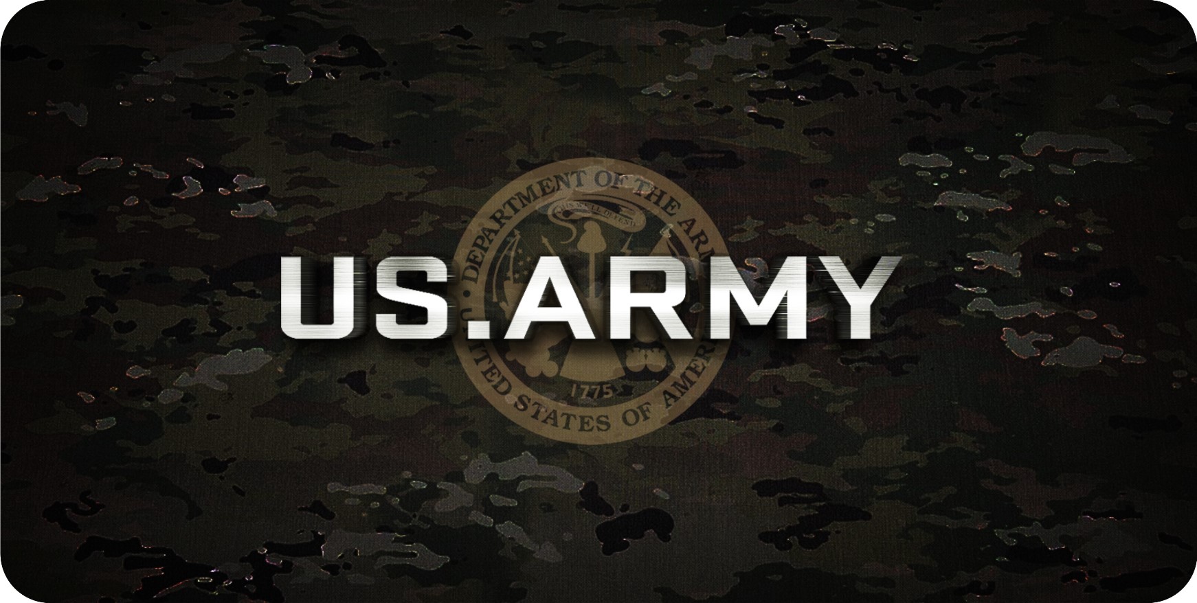 U.S. Army On Dark Camo Photo LICENSE PLATE