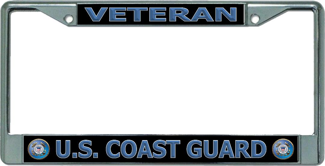 U.S. Coast Guard Veteran Chrome LICENSE PLATE Frame