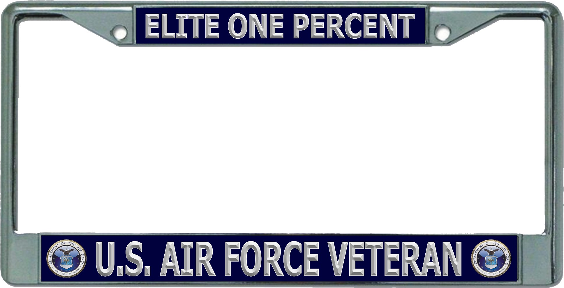 Elite One Percent U.S. Air Force Veteran Chrome LICENSE PLATE Frame