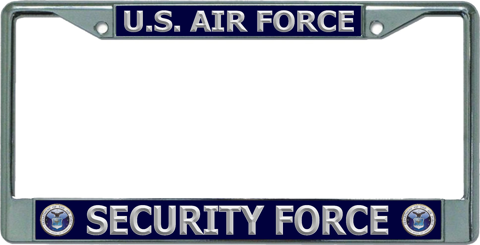 U.S. Air Force Security Force Chrome License Plate FRAME