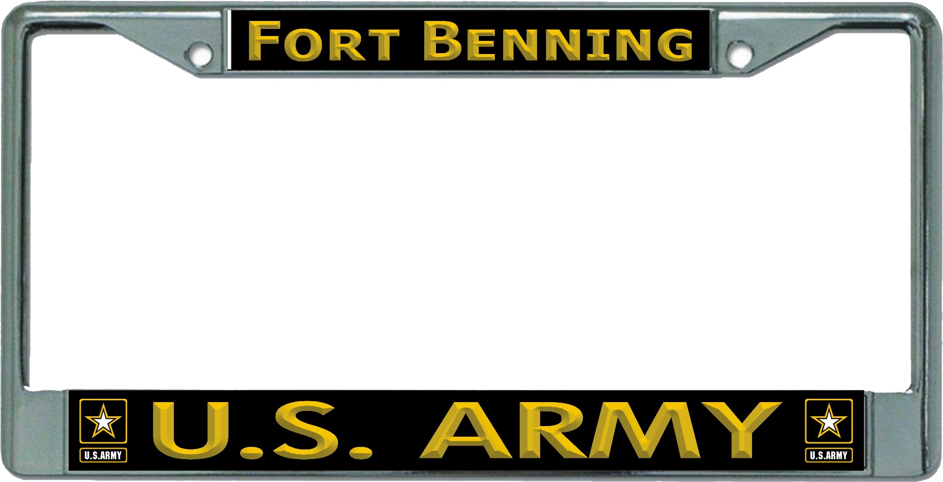 U.S. Army Fort Benning Chrome LICENSE PLATE Frame