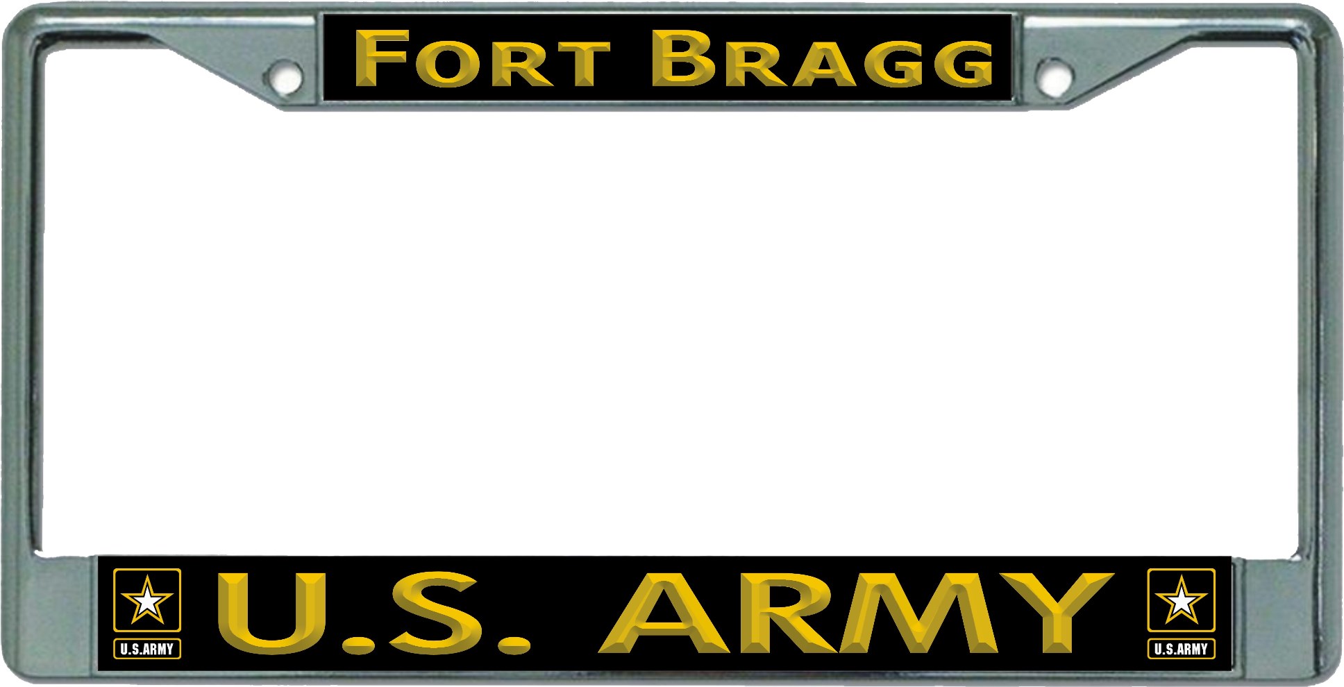 U.S. Army Fort Bragg Chrome LICENSE PLATE Frame