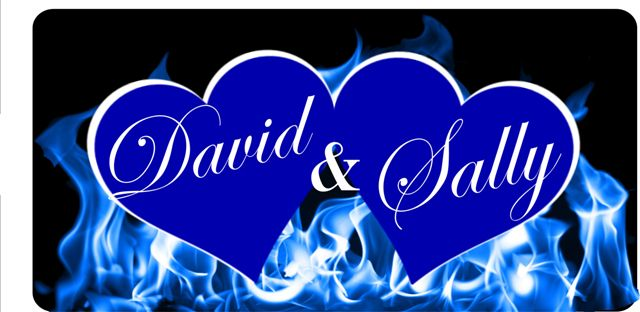Blue Hearts With Blue Flames Photo LICENSE PLATE Free Personalization on this PLATE