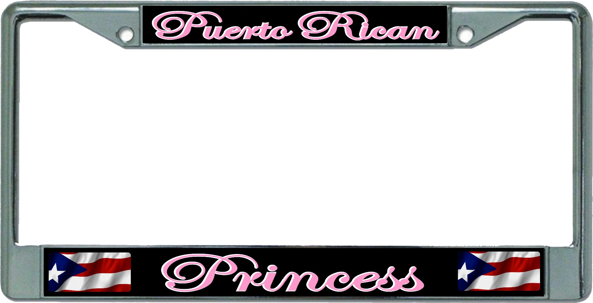 Puerto Rican Princess Chrome License Plate FRAME