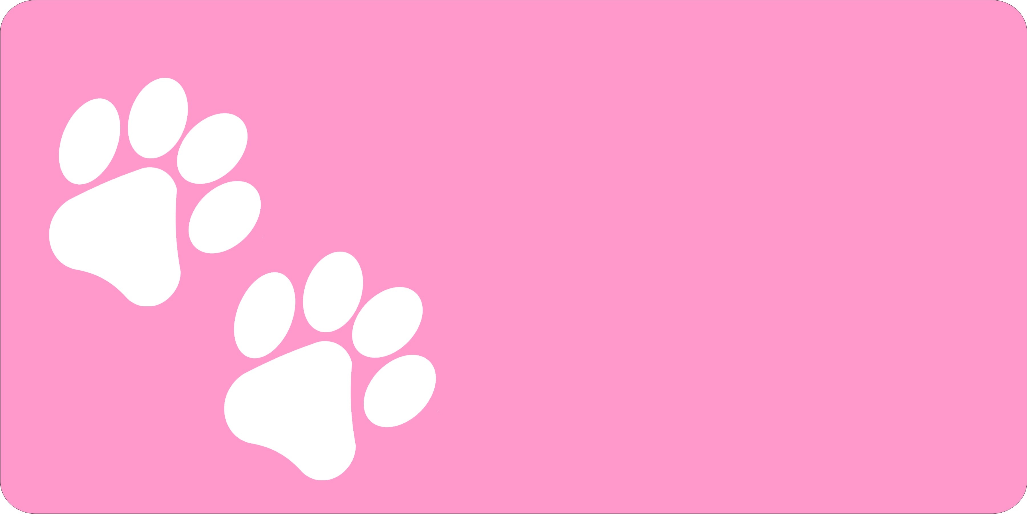 White Paw Prints Offset On Pink LICENSE PLATE Free Personalization on this PLATE