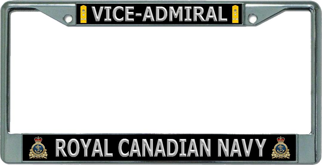 Royal Canadian Navy Vice-Admiral Chrome License Plate FRAME