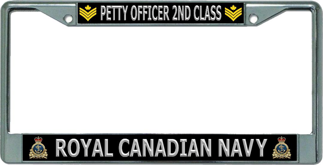 Royal Canadian Navy Petty Officer 2nd Class Chrome License Plate FRAME