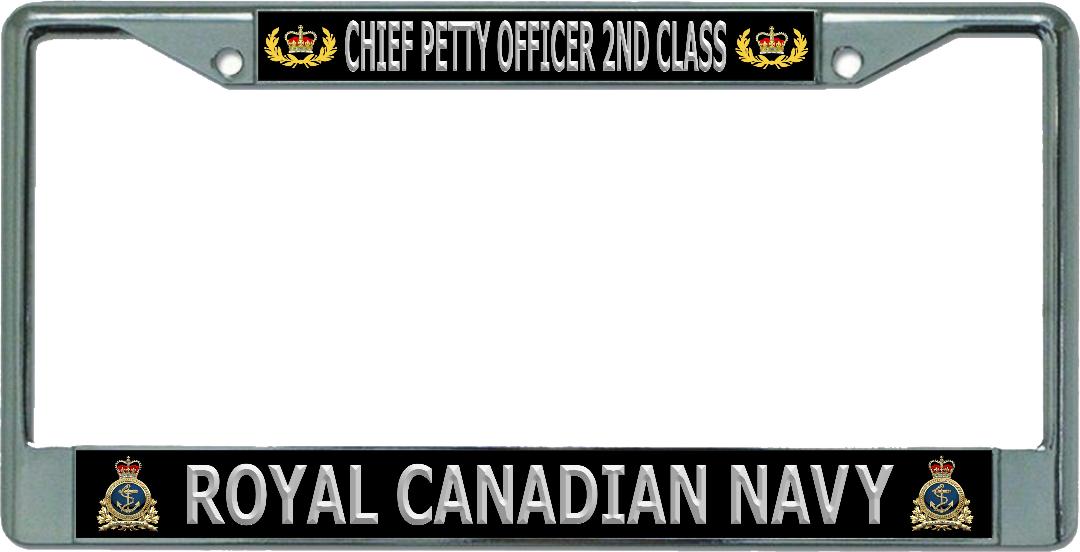 Royal Canadian Navy Chief Petty Officer 2nd Class Chrome License Plate FRAME