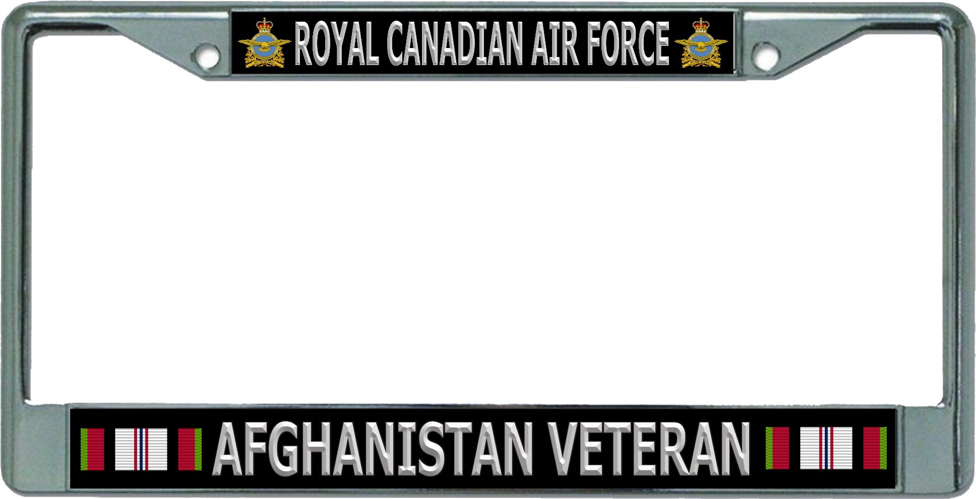 Royal Canadian Air Force Afghanistan Veteran Chrome License Plate FRAME