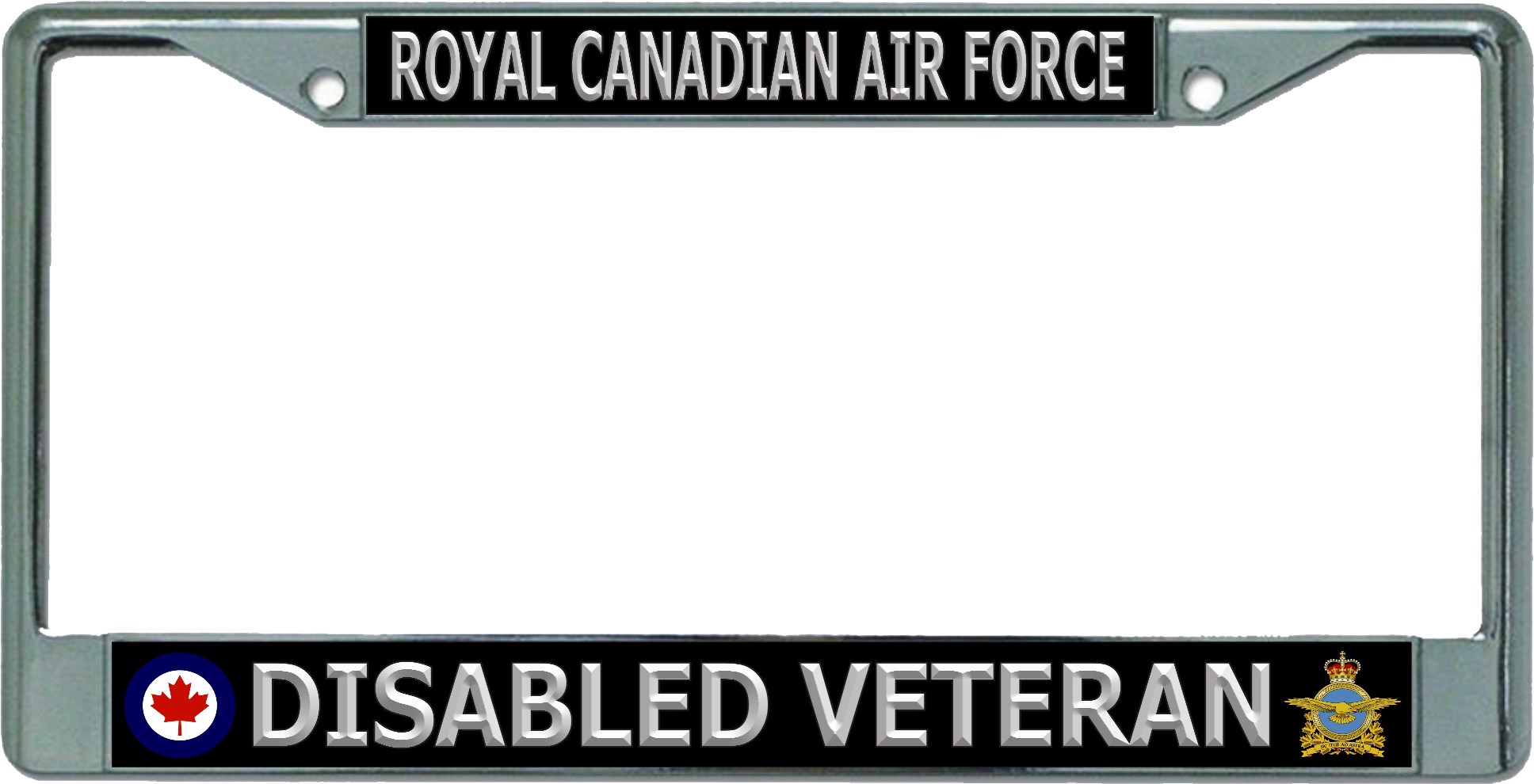 Royal Canadian Air Force Disabled Veteran Chrome License Plate FRAME