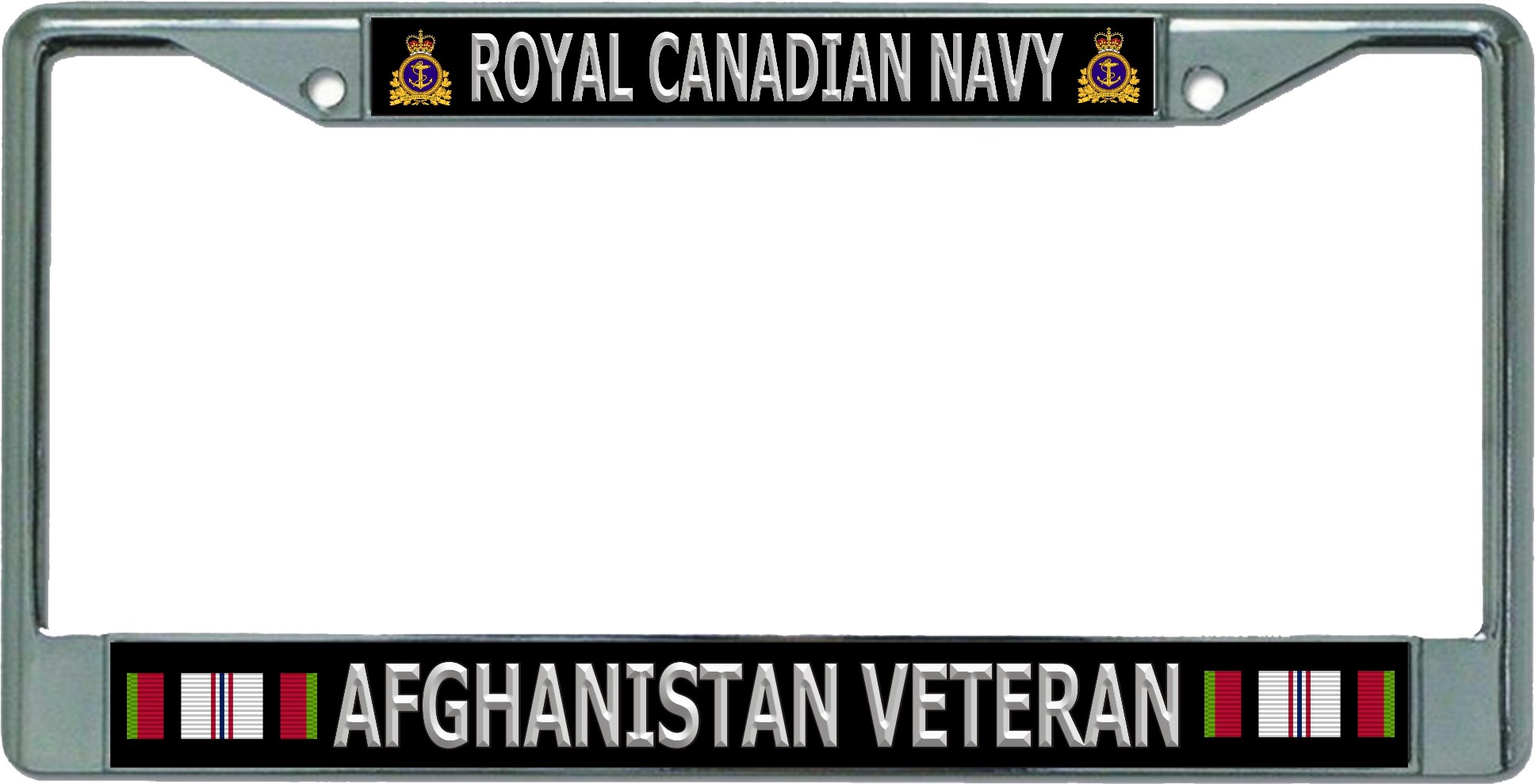 Royal Canadian Navy Afghanistan Veteran Chrome License Plate FRAME