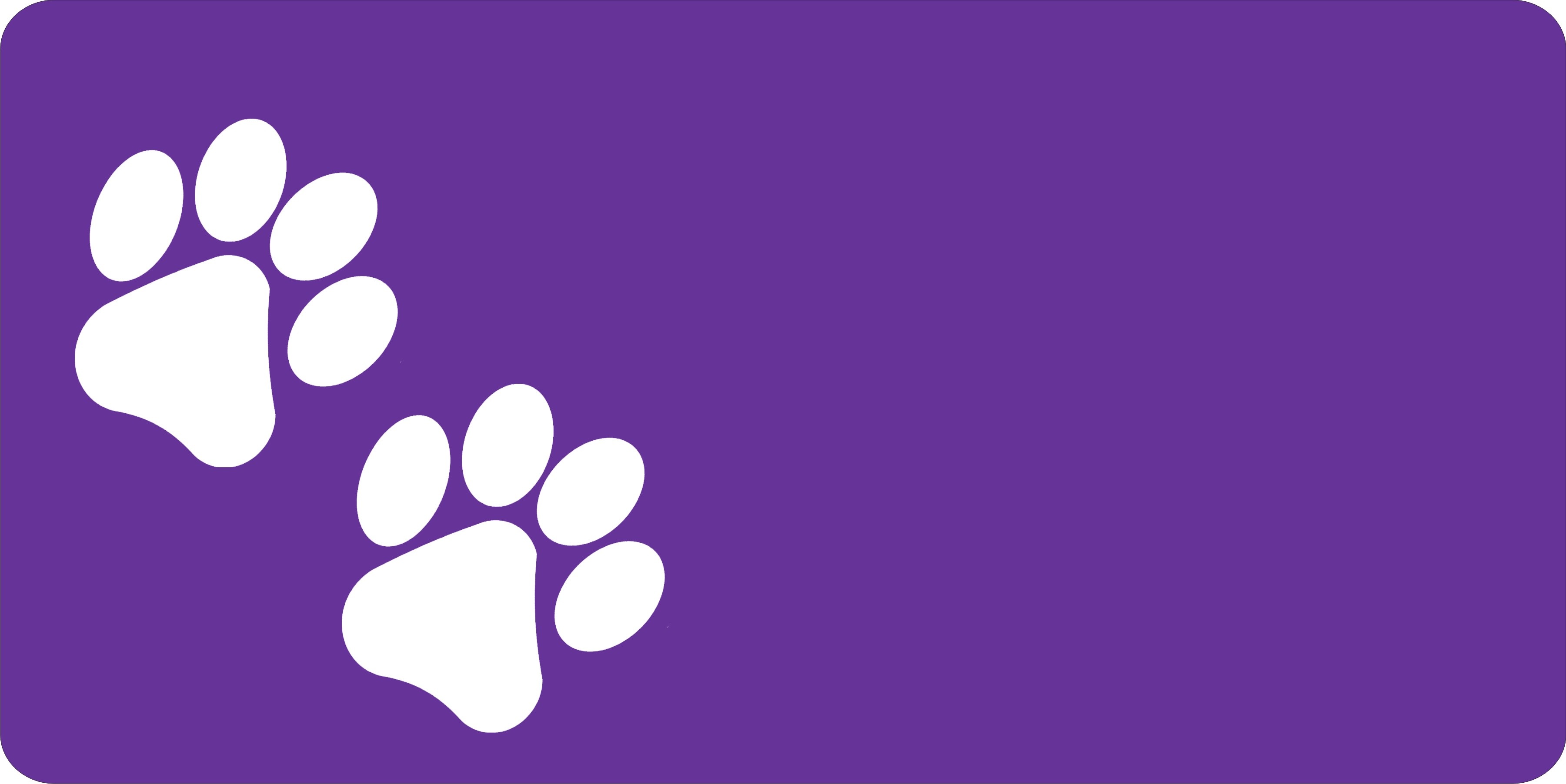White Paw Prints Offset On Purple LICENSE PLATE Free Personalization on this PLATE