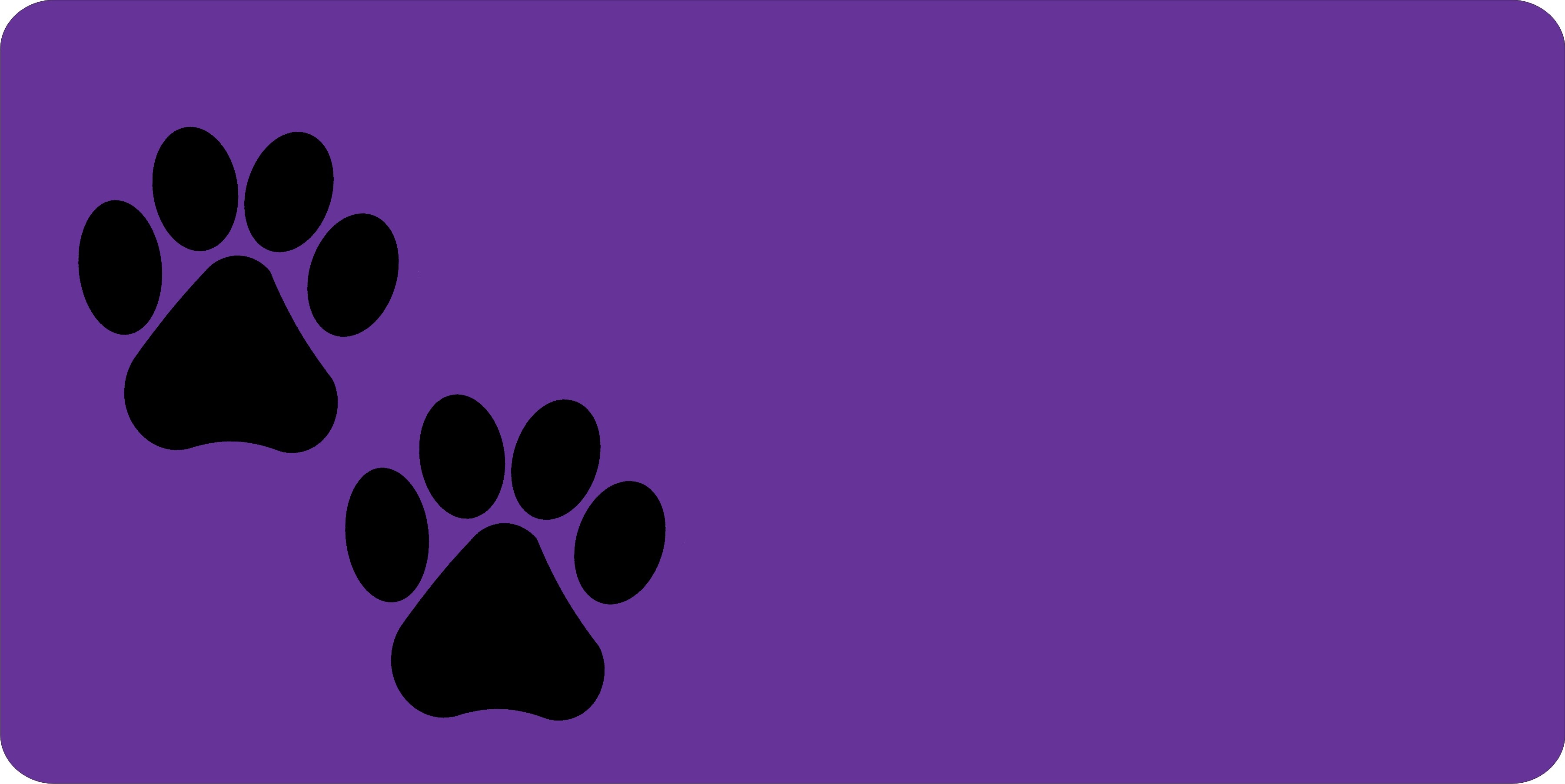 Black Paw Prints Offset On Purple LICENSE PLATE Free Personalization on this PLATE