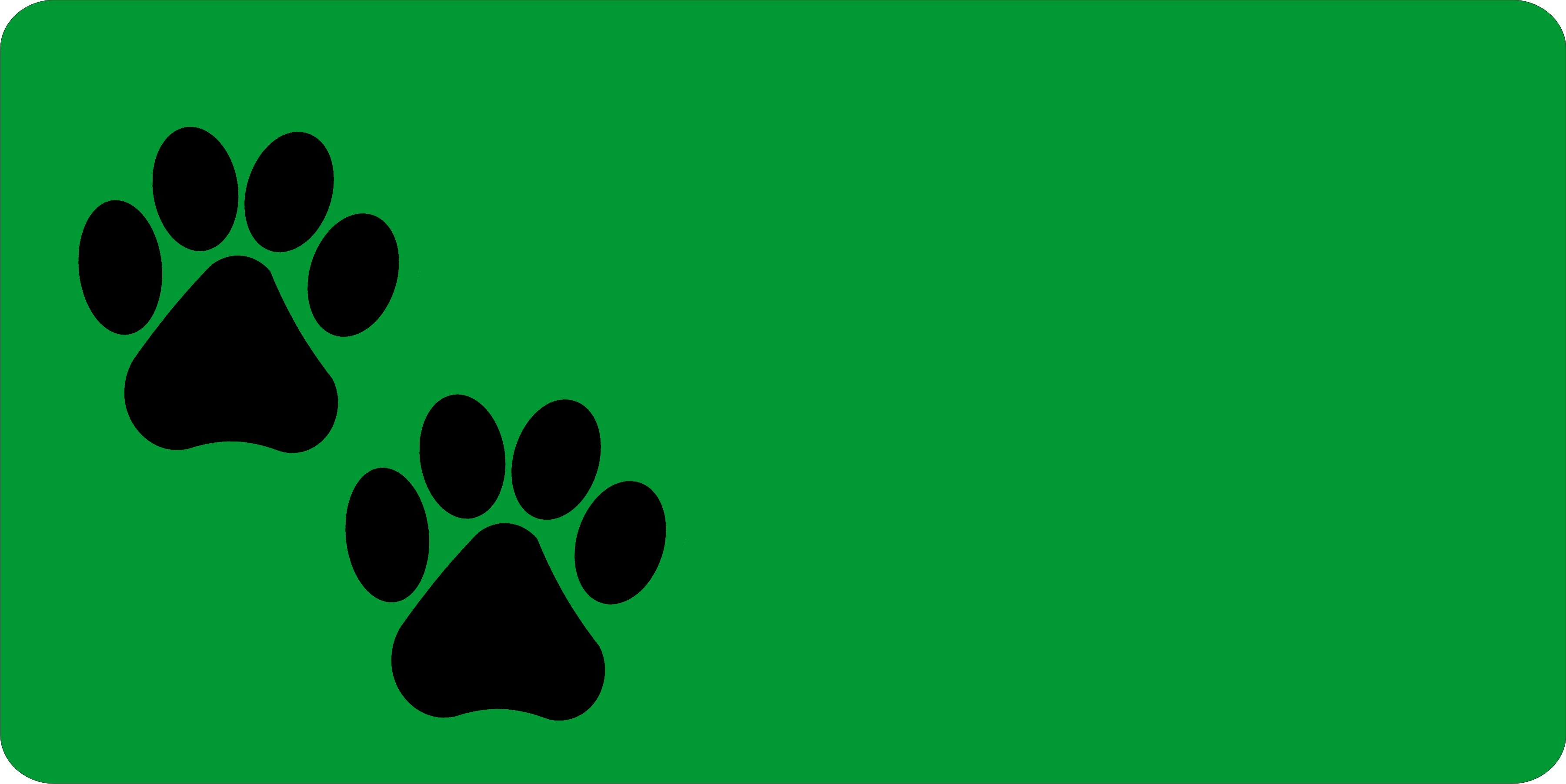 Black Paws Offset On Green LICENSE PLATE Free Personalization on this PLATE