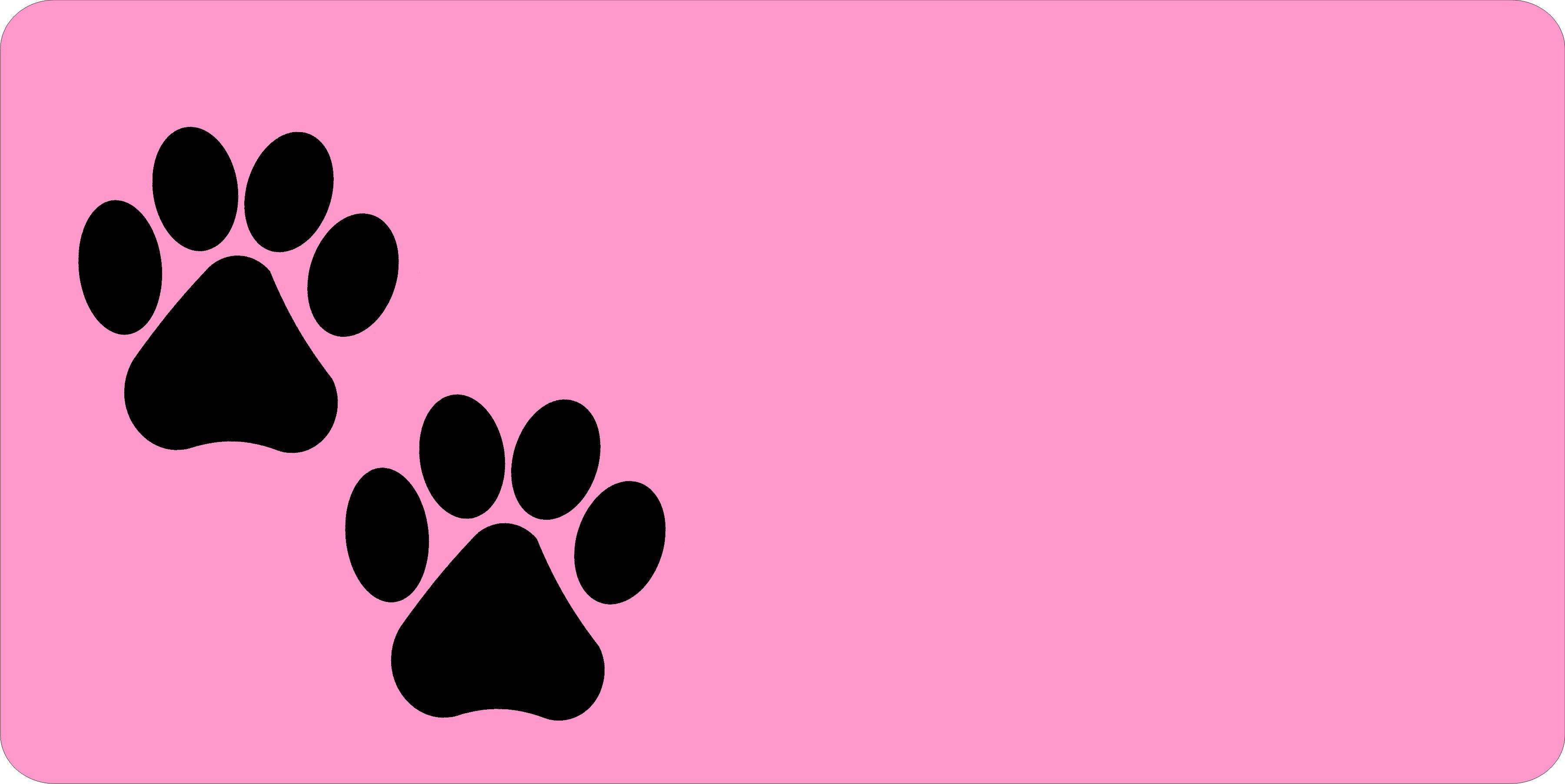 Black Paw Prints Offset On Pink LICENSE PLATE Free Personalization on this PLATE
