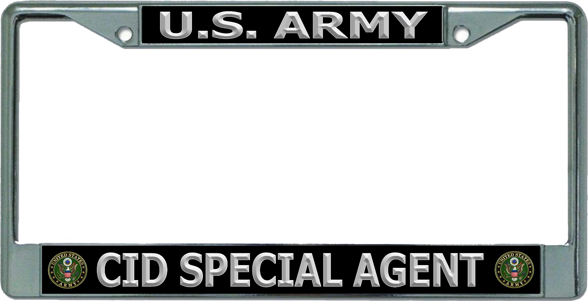 U.S. Army CID Special Agent Chrome License Plate FRAME