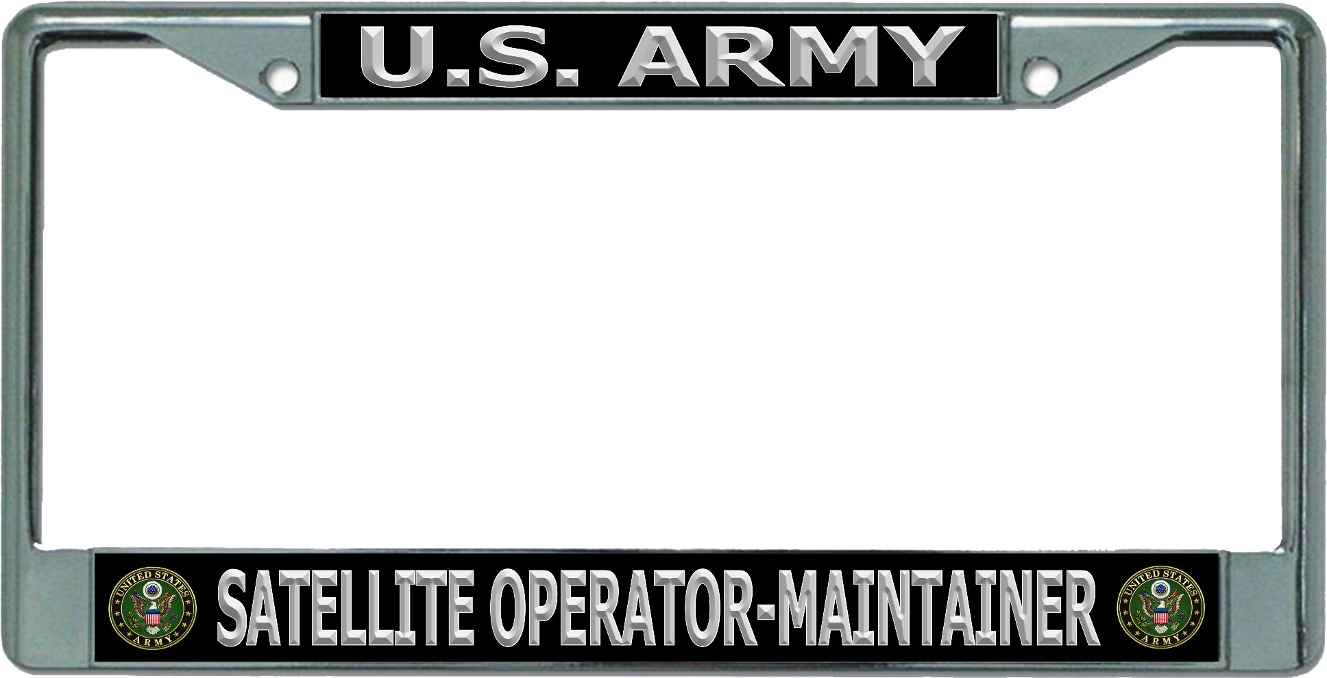 U.S. Army Satellite Operator-Maintainer Chrome License Plate FRAME