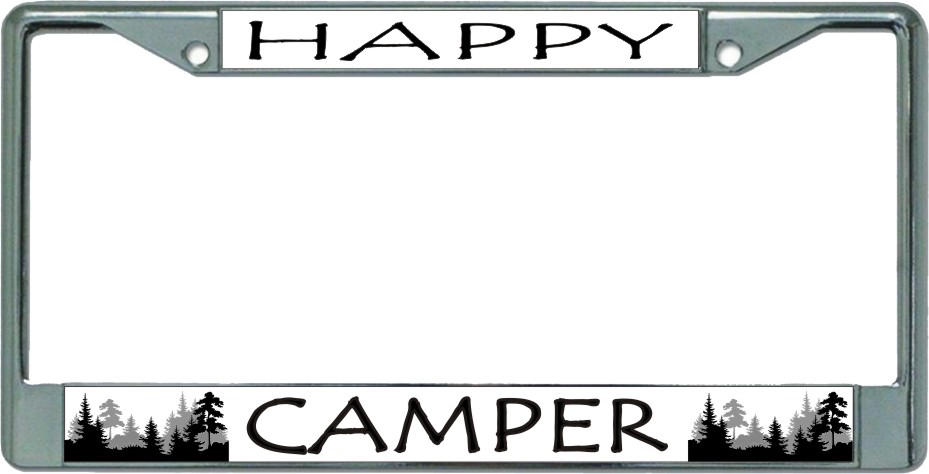 Happy Camper Chrome License Plate FRAME