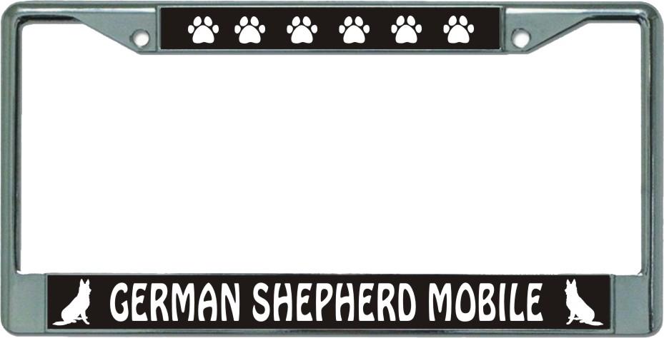 German Shepherd Mobile Chrome License Plate FRAME