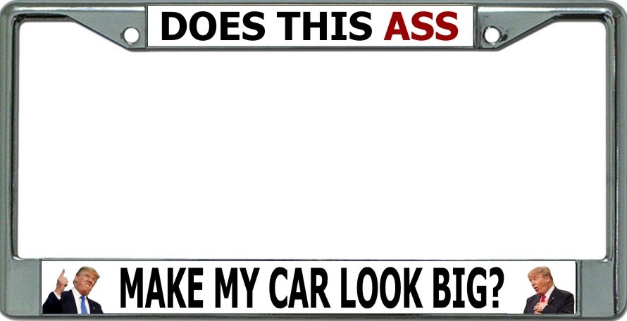 Does This Ass Make My Car Look Big Chrome License Plate FRAME