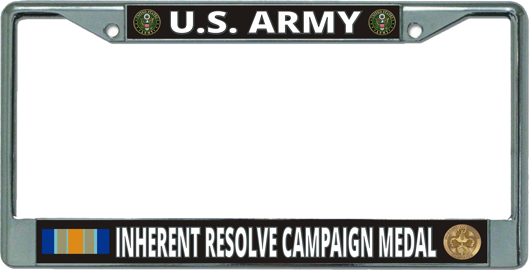 U.S. Army Inherent Resolve Campaign Medal Chrome License Plate FRAME
