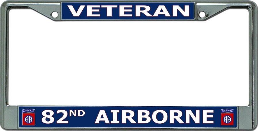 Veteran 82nd Airborne Chrome License Plate FRAME