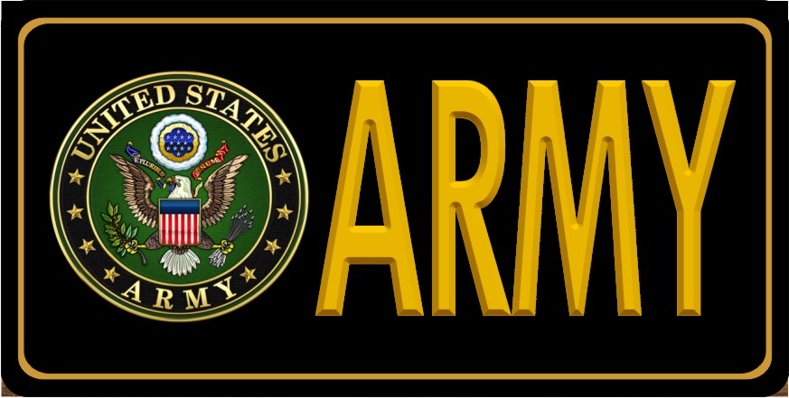 U.S. Army Logo With GOLD Print Photo License Plate