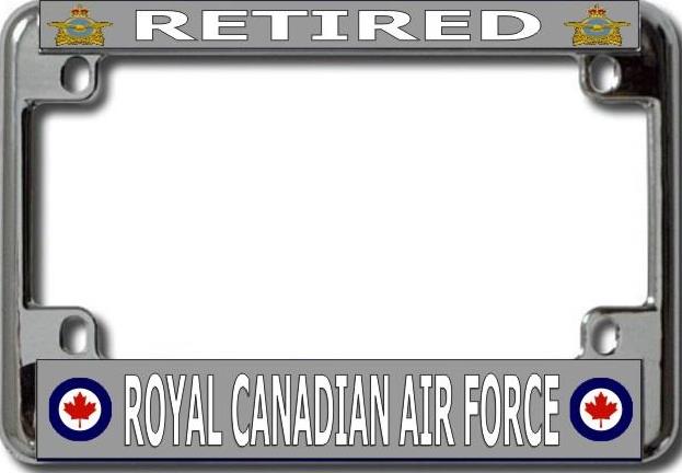 Retired Royal Canadian Air Force Chrome Motorcycle License Plate FRAME