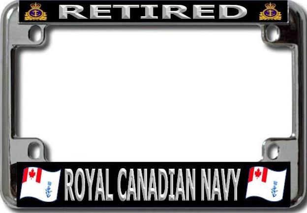 Retired Royal Canadian Navy Chrome Motorcycle LICENSE PLATE Frame
