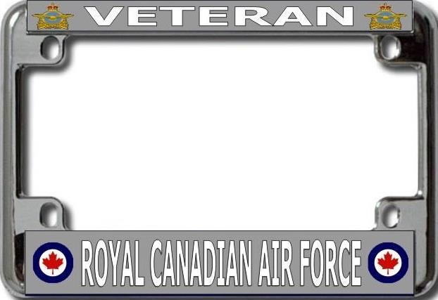 Veteran Royal Canadian Air Force Chrome Motorcycle License Plate FRAME
