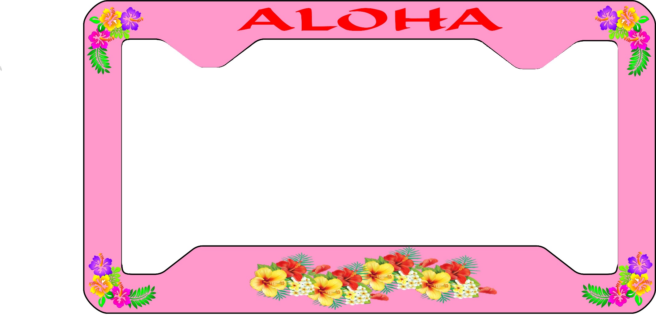 Aloha Hawaiian FLOWERS Thin Style License Plate Frame