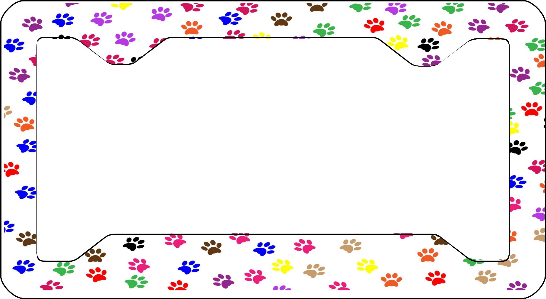 Colorful Paw Prints Thin Style License Plate FRAME