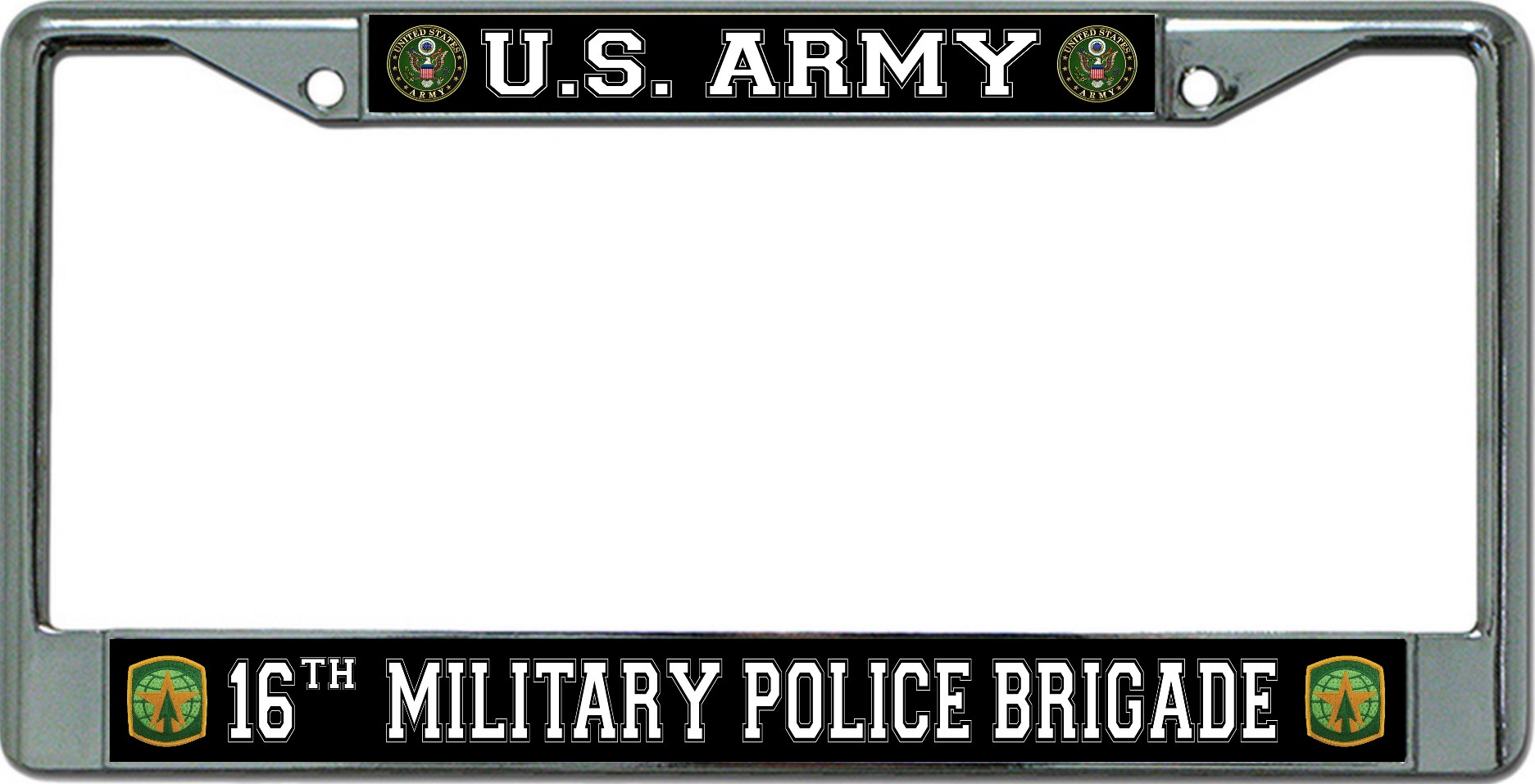 U.S. Army 16th Military Police Brigade Chrome License Plate FRAME