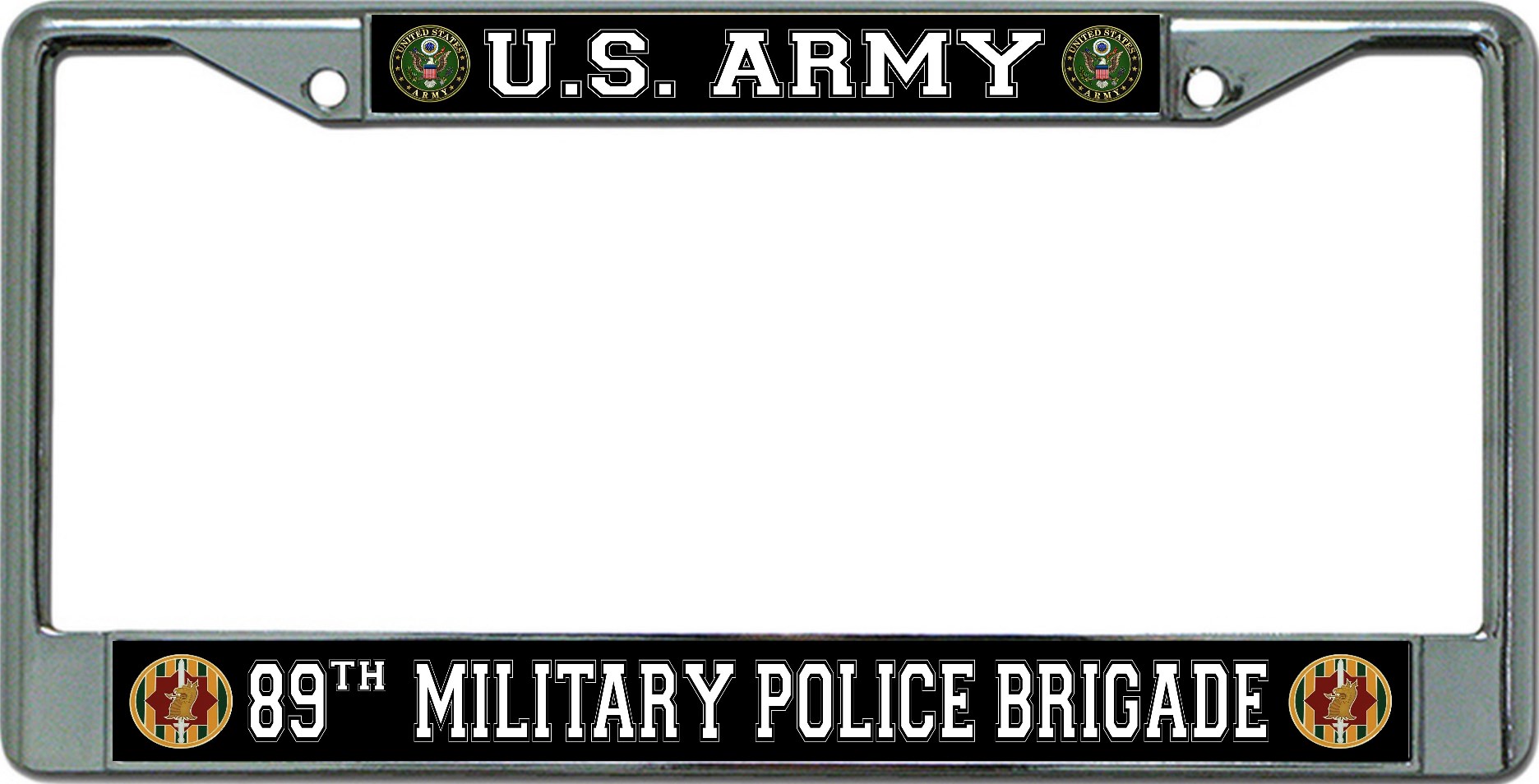 U.S. Army 89th Military Police Brigade Chrome License Plate FRAME