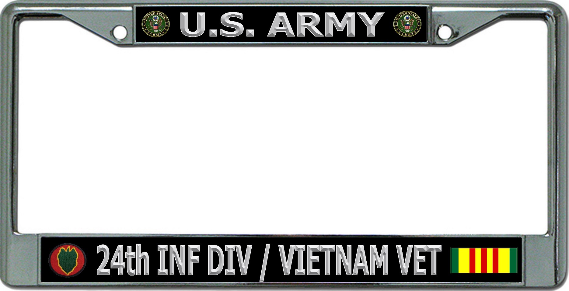 U.S. Army 24th Infantry Div Vietnam Vet Chrome License Plate FRAME