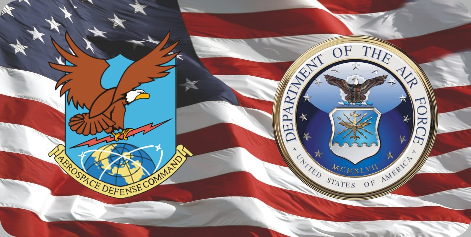 Aerospace Defense Command & Air Force On U.S. FLAG Photo License Plate