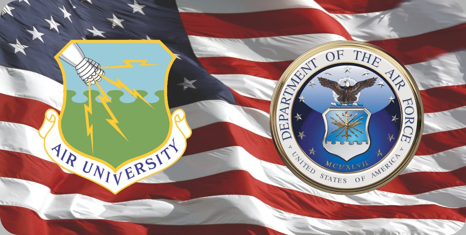 Air University Command & Air Force On U.S. FLAG Photo License Plate