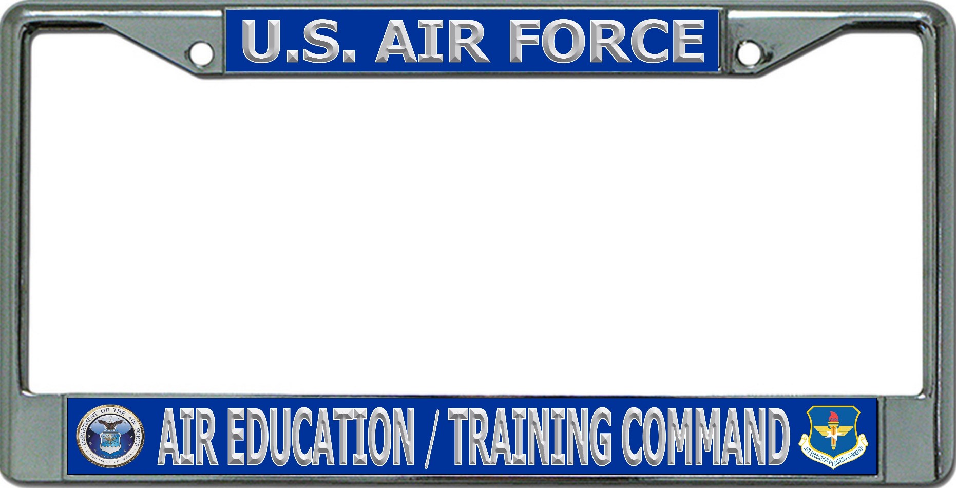 U.S. Air Force Air Education Training Command Chrome License Plate FRAME